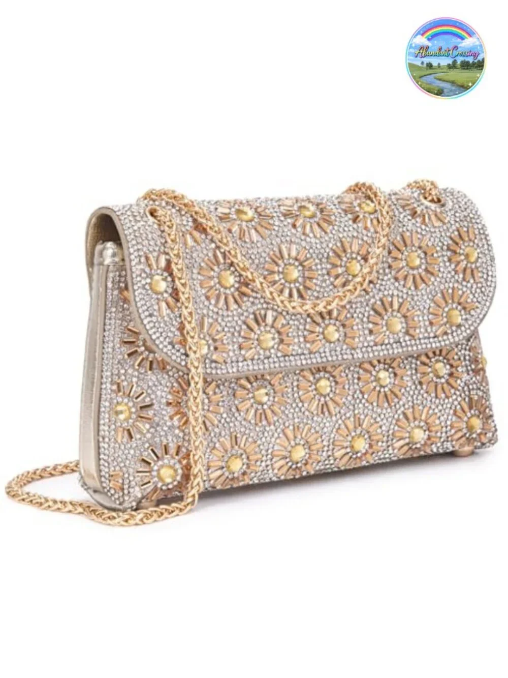 Rhinestone Evening Bag Clutch Purse with Chain Shoulder Bag